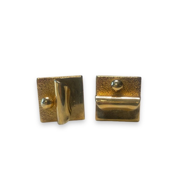 Vintage Mid Century Gold Tone Geometric MCM Pioneer Cufflinks - Picture 1 of 6
